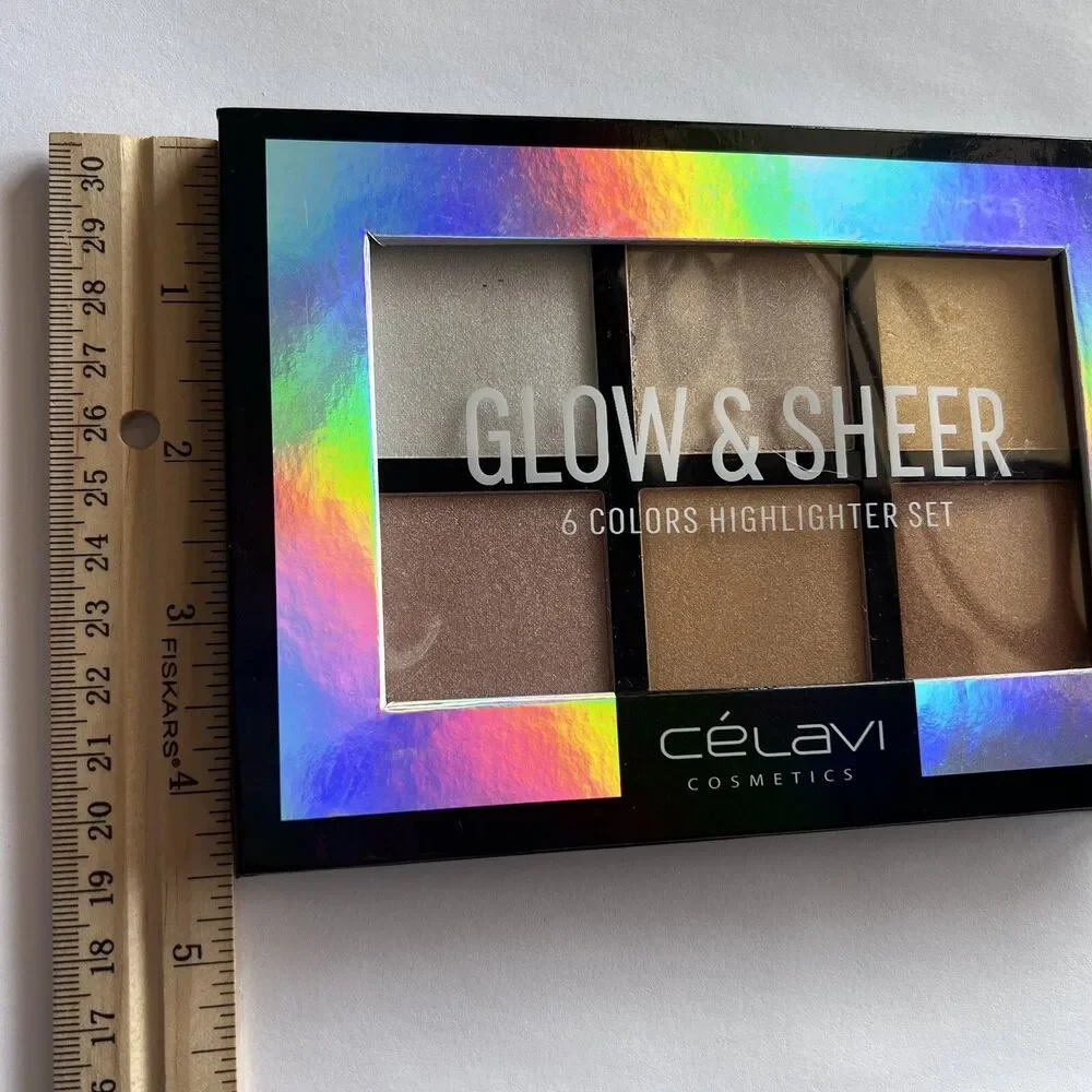 Celavi Glow & Sheer 6 Colors Highlighter Set Shimmer Palette New